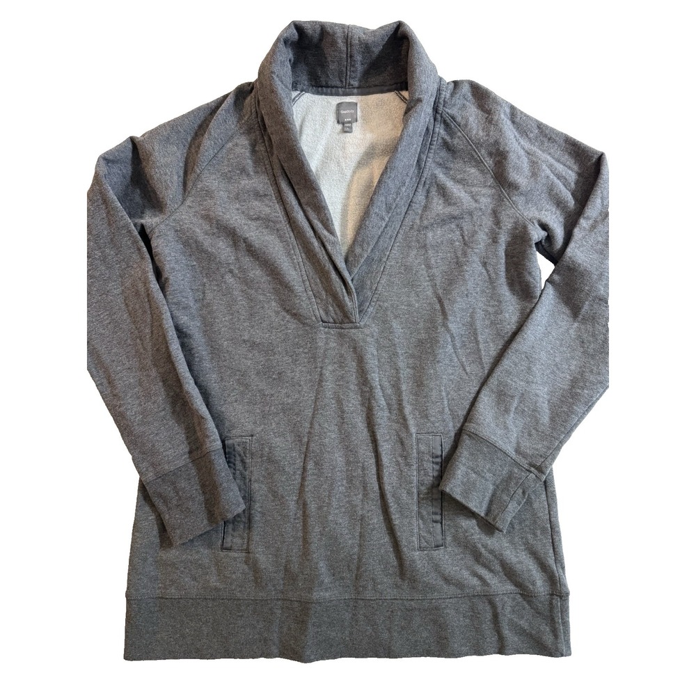 Gap Gabody Sweater Gray Women's Large Pullover V-Neck Long Sleeve Cowl Neck